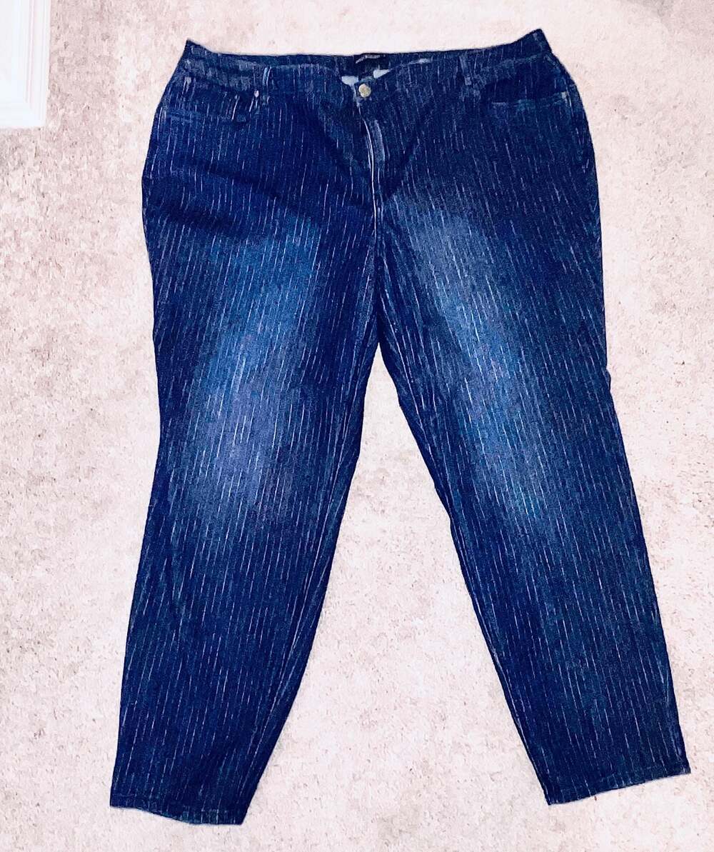 Ashley Stewart Plus Size 26 Colorful Pinstripe Denim Jeans
